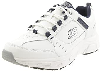 Skechers Oak Canyon Redwick Herren Trainer, White Leather Synthetic Textile Navy Trim, 43 EU