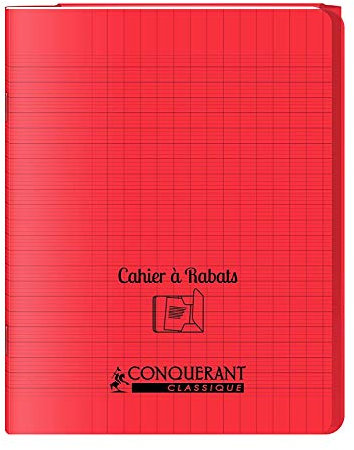conquerant Un Cahier à Rabat avec Couverture Polypro Hamelin 24 x 32-96 Pages -Grands Carreaux Seyès - Rouge
