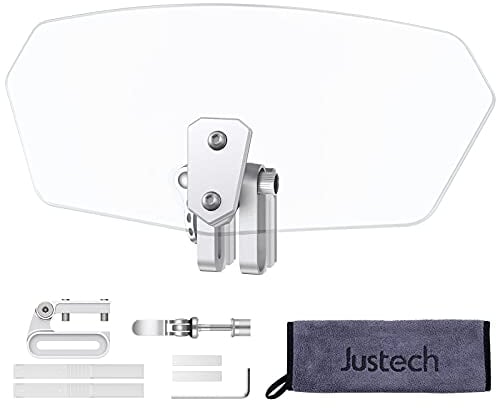 Justech Motorrad Windabweiser Verstellbare Clip-on Windschutzscheibe Zubehör Windschild Windschutzscheibenverlängerung Erweiterung Spoiler Aufsatz für Rennrad Motorrad klar Harz