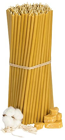 Diveevo 100% Bienenwachskerzen №30 (Gelb), 150 Stk 2 KG – orthodoxe Kirchenkerzen & Ritualkerzen für Gebet, Altar & Tischdeko – ungiftig, tropf- & rußarm, L 29,5 cm Ø 8,5 mm, 150 Min Brenndauer