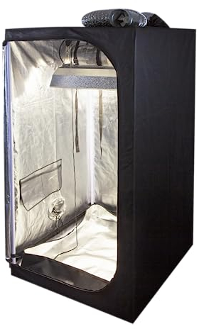Windhager Growbox Starterset, Gewächshaus für Indoor-Anbau, Growzelt, Zuchtzelt, Pflanzzelt, Anzuchtzelt, Gewächszelt, 80 x 80 x 160 cm, schwarz, 05858
