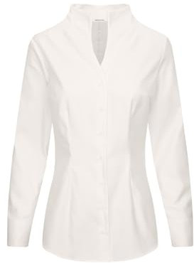 Seidensticker Damen City Langarm Slim Fit Kelchkragen Bügelleicht Bluse, Weiß, 46 EU