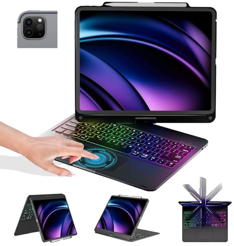 Funda para iPad Pro de 12.9 pulgadas 6ª generación 2022 con teclado y panel táctil, compatible con iPad Pro de 12.9 pulgadas de 5ª generación 2021/4ª generación 2020/3ª generación 2018,