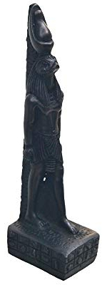 Horus Figur aus Naturstein und Kunstharz, Maße: Höhe 17 cm, Breite 4 cm, Tiefe ca. 5 cm, steht für den Gott der Kraft und Schutz