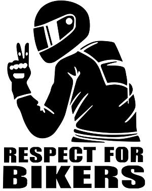 EROSPA® Aufkleber KFZ Auto Motorrad - Respect for Bikers - Car-Sticker (Schwarz)