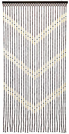 JVL Provence Hanging Wooden Beaded Door, Chevron Curtain Screen, 90cm x 180cm Approx, Multi, 90 x 180cm