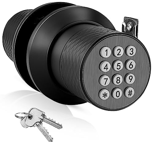 FITNATE Perilla de Puerta con Cerradura de Teclado, Bloqueo Automático, Mango Antideslizante, Fácil de Instalar para Recámara, Hogar y Oficina, Resistente al Agua