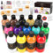 Nicpro 14 Colors Acrylic Pour Paint Supplies Kit (8.45oz/ 250ml), Premixed High Flow Painting Bulk Set with Canvas, Wood Natural Slices, Pouring Oil, Tools Gloves, Strainer, Cups for Beginner DIY