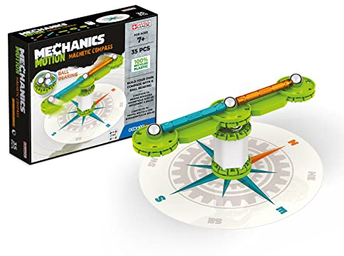 Geomag - Mechanics Motion Magnetic Compass - Lern- und Kreativspiel für Kinder - Magnetische Bausteine, Kompass mit Magnetbausteinen - Set mit 35 Teilen