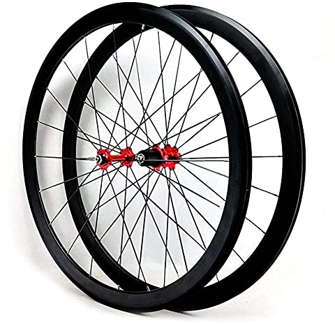 QHY 700C 28 Zoll Rennrad Felge,7-11 Geschwindigkeit Kassette Aluminiumlegierung-Nabe, C/V-Brakes/Felgenbremse 1890g (Color : Red)