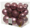 dekorativer bruchfester Kugelmix als 26-er Set aus PVC Weihnachtskugeln Baumschmuck Christbaumschmuck je im 6 cm, 8 cm und 10 cm Kugeldurchmesser in matt, glänzend und Glitzer (samtpink)