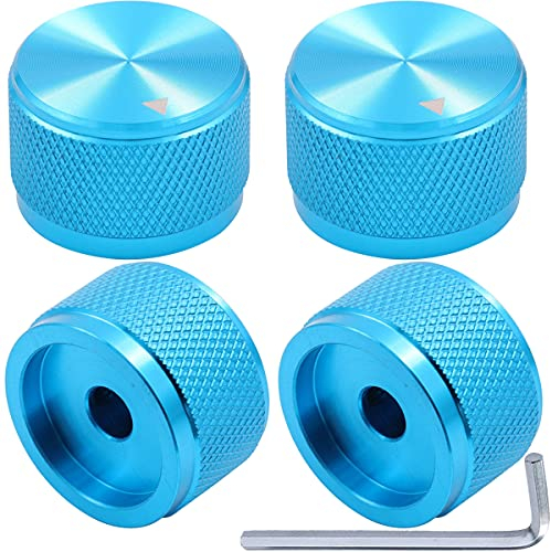 Xiatiaosann 4 Stücke Drehknopf für elektronisches Potentiometer aus Aluminium, Blau, für Lautstärkeregler, Audioregler, E-Gitarrenregler, Schalterknopf, 20 mm x 15,5 mm