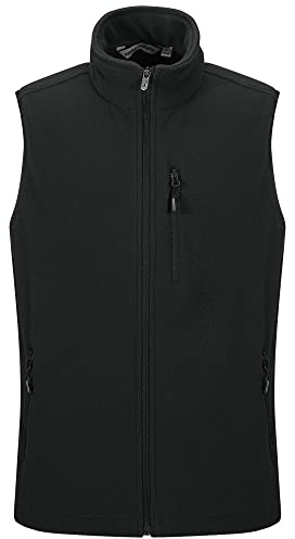 Outdoor Ventures Men's Full-Zip Lightweight Polar Fleece Gilet Body Warmer Warm Windproof Gilet Outerwear with 5 Pockets Sleeveless Jacket Casual Breathable Running Vest for Cycling & Hiking Black XL