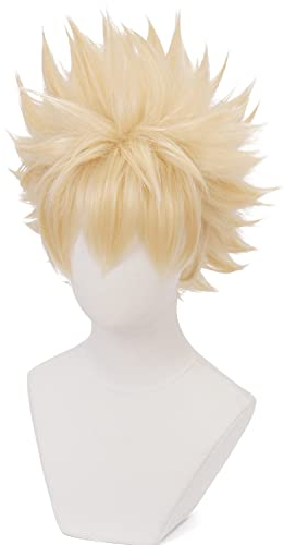 Cosplay Perücke Anime Kostüm mit kurzen goldenen Perücken für Männer Halloween Familienparty