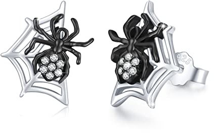 Spinnen Ohrringe 925 Sterling Silber Ohrringe Schwarz Spinnen Ohrstecker Halloween Ohrringe Tier Ohrringe Schmuck Muttertagsgeschenke für Mama
