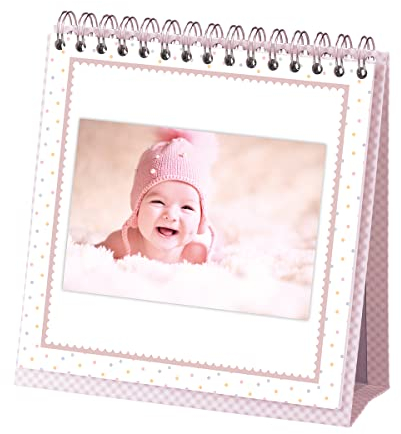 Rössler Papier 13291928900 - Foto-Tischaufsteller Baby Girl, mit Wire-O-Bindung, 12 Blatt, 190 x 190 mm, rosa, 1 Stück