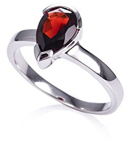 namana 925 Sterling Silber Granatring für Damen, Sterlingsilber Ring mit natürlichem Granat-Edelstein, Silberringe für Frauen mit birnenförmigen Granat-Edelsteinen, Ringgröße 57,5