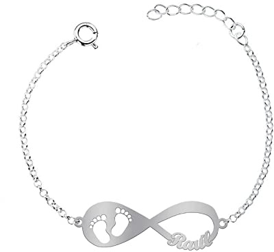 Pulsera Infinito Personalizada para Mujer - Plata de Ley/Chapado en Oro - Con Nombres - Regalo Emotivo para Madre, Abuela o Pareja - Mi Joya Personalizada