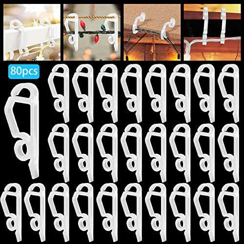 JOKILY 80 Stück Weihnachtslicht Clips für Weihnachtsaußenbeleuchtung, Weihnacht Licht Clips Draußen Hang Haken, Weihnacht Licht Clips, Mini Dachrinnenhaken für Weihnachten Außen Dekorativer Lichter