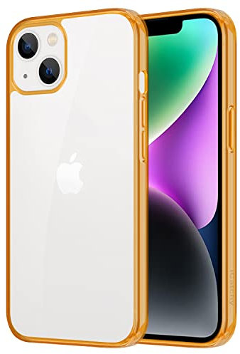 iCatchy for iPhone 14 Case 6.1-Inch, Shockproof Bumper Phone Cover, Anti-Yellowing Clear Back Compatible with iPhone 14 (Yellow)