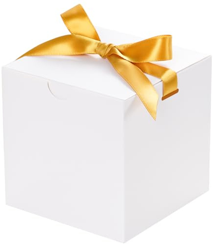 UnicoPak Lot de 50 boîtes cadeaux blanches de 10,2 x 10,2 x 10,2 cm avec couvercles pour décorations cadeaux, bougies, tasses, verres, travaux manuels, pour anniversaire, mariage, Noël