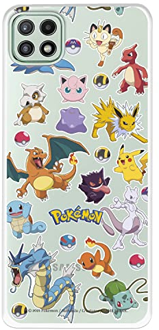 Schutzhülle für Samsung Galaxy A22 5G Offizielles Pokémon, Sticker Pokémon und Pokéball zum Schutz Ihres Handys, flexible Silikonhülle mit offizieller Pokémon-Lizenz