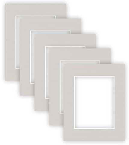 nielsen Conservation Passepartout Karton 1,5 mm | 5er Set | Außenformat 24x30 cm für Bildformat 15x20 cm | Kieselgrau (hellgrau) | strukturierte Oberfläche