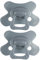 Difrax Baby Schnuller 6-18 Monate Natural – Kirschform Nuckel - Silikon - BPA-frei - Gute Akzeptanz - Optimale Luftzufuhr – Soothie Schnüller ab 6 Monate – Stein/Grau – 2 Stück