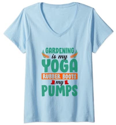 Damen Gardening Is My Yoga Gummistiefel My Pumps Gardener Garden T-Shirt mit V-Ausschnitt