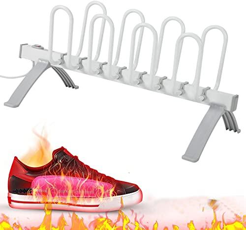 Boot Dryer,Shoe dryer, Standing Shoe Dryer,Boot dryer for work boots 4 Racks Plug-in Heated Drying Rack for Sock and Gloves 610X361X365MM,White