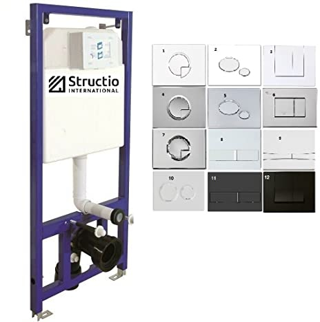 Vorwandelement Unterputz WC Unterputzspülkasten Spülkästen ECO Vorwandspülkasten Montageelement Hängewand Element+Drückerplatte (Drückerplatte 1 + WC weiß)