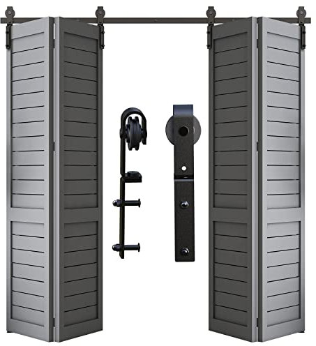 WOLFBIRD 8FT/243cm Bi-Folding Barn Door Hardware Sliding Track Kit for 4 Doors,Heavy Duty [Hardware Kit Only, No Door ]