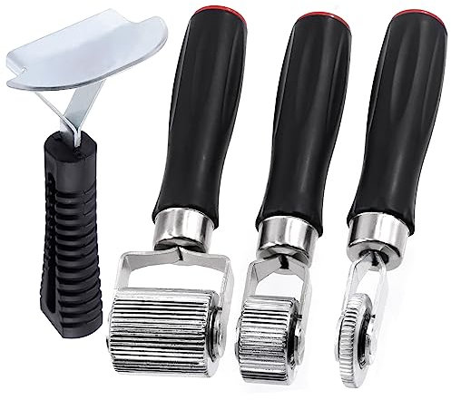 Glarks Lot de 4 rouleaux insonorisants pour voiture, 6 mm, 20 mm, 40 mm, outil d'installation en métal, rouleau d'application de roue, rouleau de couture, kit d'isolation acoustique en métal avec