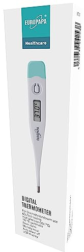 EUROPAPA Thermomètre de fièvre numérique pour bébé, enfant et adulte, thermomètre oral, axillaire ou rectal étanche avec alarme de fièvre (Vert)