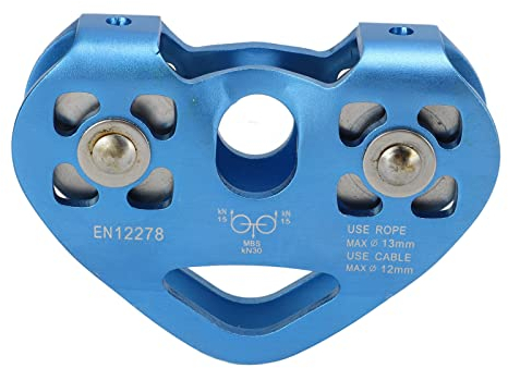 Fockety 30kN Kletterseilrolle, doppelte Kletterseilrolle Aluminium Rettungsseilrolle, Klettertechnik Seilrolle Tandem Double Speed Pulley for Climbing Rescue Lifting, Mountaineering