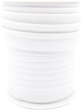 TEXTEX = Piping for Sewing, Decoration, and Crafts. Composition 50% Cotton and 50% Polyester. Total Width of 15mm, Cord of 5mm, and Flap of 10mm. 10 Meter Reel - (White)