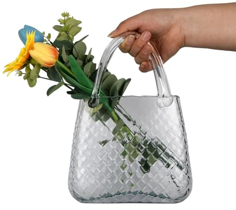 Vase für Blumen, Glasvase, 27,9 cm, transparente Vase für Tafelaufsätze und Fischglas, Handtaschen-Glasvase, dekorative Geldbörsenvase für Heimdekoration
