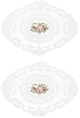 Luckious 2 Pack Retro Lace Placemats - French Crochet Doilies Table Placemats, Handmade Embroidered Table Mats