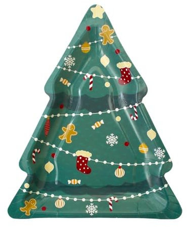STC - 6 Assiettes Carton Forme Sapin NOËL 16.5X20CM Vert