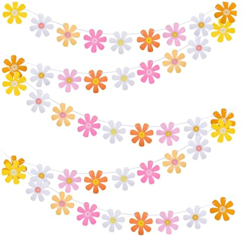 VIDSTW 5 pezzi striscioni di ghirlande di margherite 2,3 m ghirlande di margherite bohemian decorazione compleanno adatto per feste di ragazze, pic-nic, baby showers
