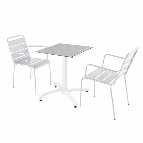 Oviala Gartenmöbel-Set, laminiert, Beton, 2 Sessel, Weiß