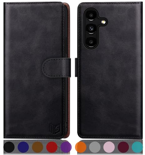 SUANPOT for Samsung Galaxy S24+/S24 Plus case with [Credit Card Holder][RFID Blocking],PU Leather Flip Book Protective Cover Women Men for Samsung S24 Plus Phone case Black