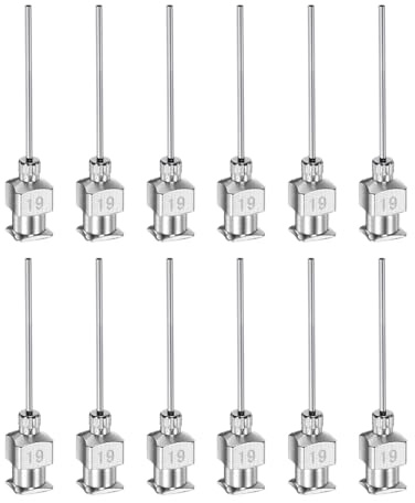 QUARKZMAN 12 Stück 19 Gauge Edelstahl Dosierkanülen, 1 Metallkleber-Nadelrohr mit stumpfer Spitze und Luer-Lock für dickflüssige Materialien, Tinte, Klebstoff, Laboreinsatz