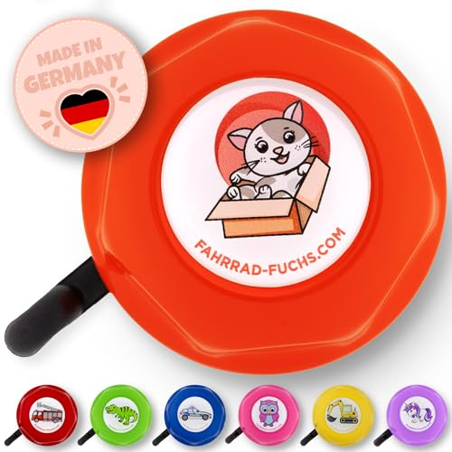 Fahrradklingel Kinder - Katze Orange - Fahrradklingel Mädchen, Klingel Fahrrad Kinder, Klingel Kinderfahrrad, Laufrad - klingelt laut, einfache Montage