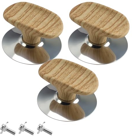 0XBIT Pomelli per Coperchi Pentole, 3 Pezzi Pomello Coperchio Pentola Universale, Pomelli Coperchi Pentole Materiale Bachelite, per Coperchi di Pentole da Cucina