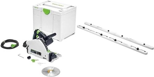 Festool 576706 Plunge-Cut Saw TS 55 FEBQ-Plus 240V, 208.0 mm*331.0 mm*211.0 mm & 577039 Connecting Piece FSV/2, Silver
