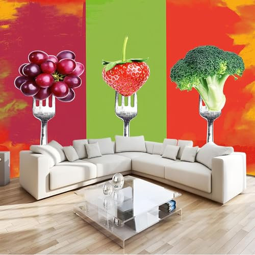 Fototapete 3D Obst Gemüse Tapete Wandtapete Wanddeko Design 350x256 cm Mustertapete Wand Dekoration Wohnzimmer Schlafzimmer Büro Flur