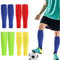 4 Paires de chaussettes de football sans pied, chaussettes de foot sans pied, chaussettes de football jusqu'au milieu du mollet, adaptées au football(Rouge + Bleu + Jaune + Vert Fluorescent)