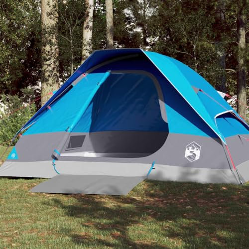 Outdoor Freizeit Camping Zelt Kuppel 4 Personen Blau Wasserdicht Camping & Wandern