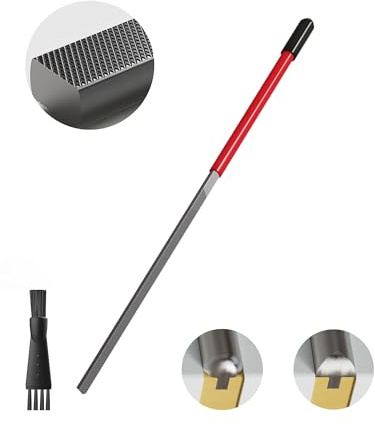 Lima de extremo de traste, lima afilada para trastes, limas de trastes de guitarra de doble cara para redondear, dar forma y desbarbar, funciona en todos los trastes, con cepillo limpio